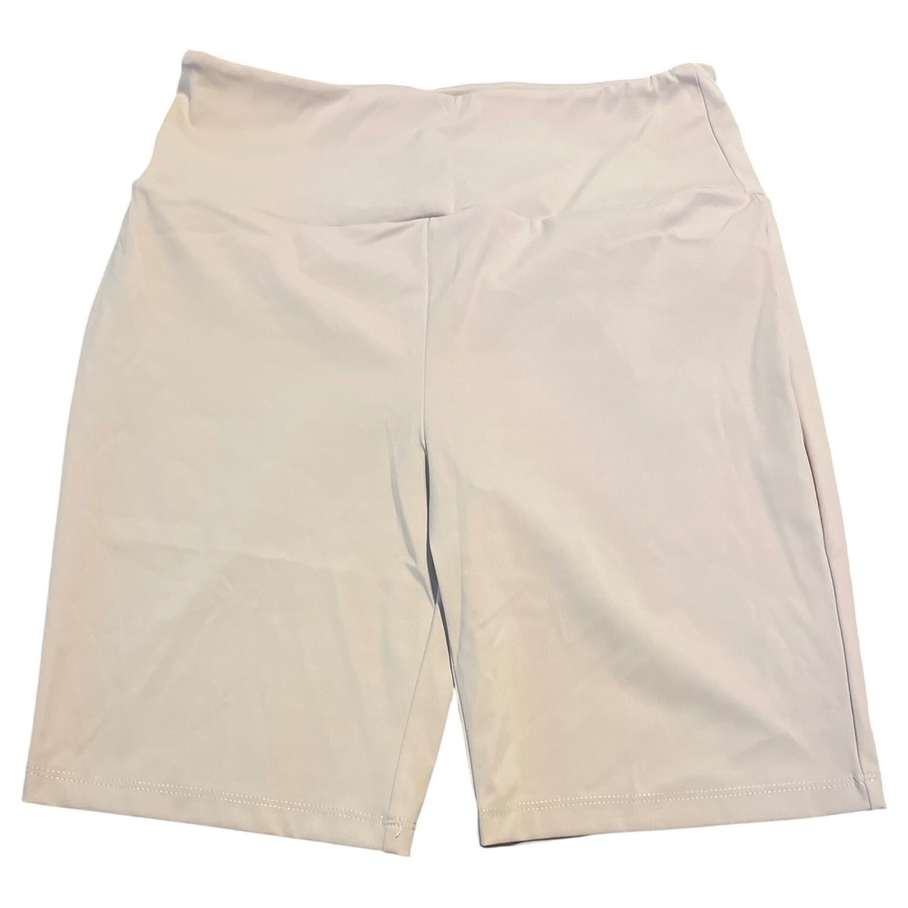 GREY LAB Khaki Bike Shorts‎ High Waisted Stretch Athleisure Womens Size M NWT